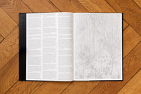 Image of cover of publication 'Black jacket,gray sweatshirt' opened showing page on left with text and image on right with drawing image