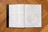 Image of cover of publication 'Black jacket,gray sweatshirt' opened showing page on left with text and image on right with drawing image