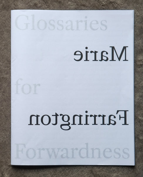 Image of publication 'Glossaries for Forwardness' on brown background.
