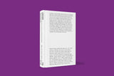 Front cover image of 'Loneliness: Rebecca Moccia's Ministry of Loneliness and Timely Conversations' captured at an angle featuring spine of the cover and containing a series of small texts in black font at the top and bottom of the cover. Image of cover is taken on a purple background.